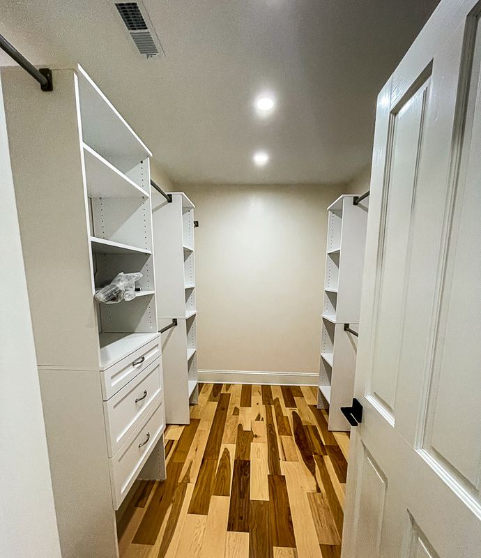 Hanging and shelving built to fit, a custom closet by Sidney Design & Build in Winchester, VA